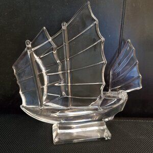 Vintage J.G. Durand Tall Ship Crystal Paperweight 6" Nautical Decor